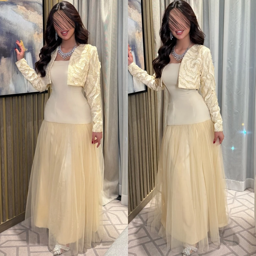 

Customized Delicate Square Collar Evening Dress Elegant Long Sleeves Cocktail Dress Luxury Sequined Special Occasion Gowns