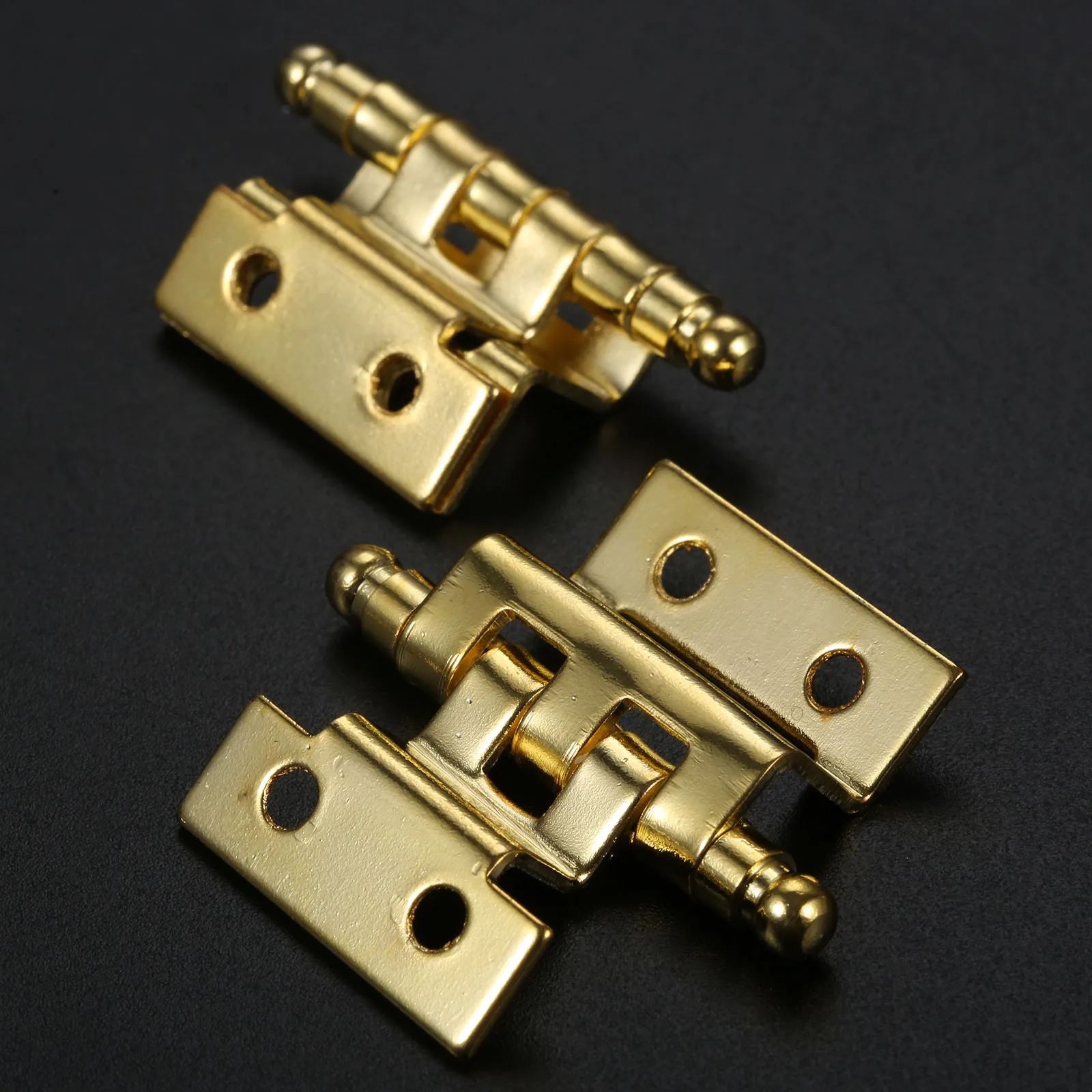 2 pièces Charnières pliantes double face vintage 40 mm à 8 trous pour portes d'armoires, bagages, meubles, boîtes à bijoux en bois et décoration