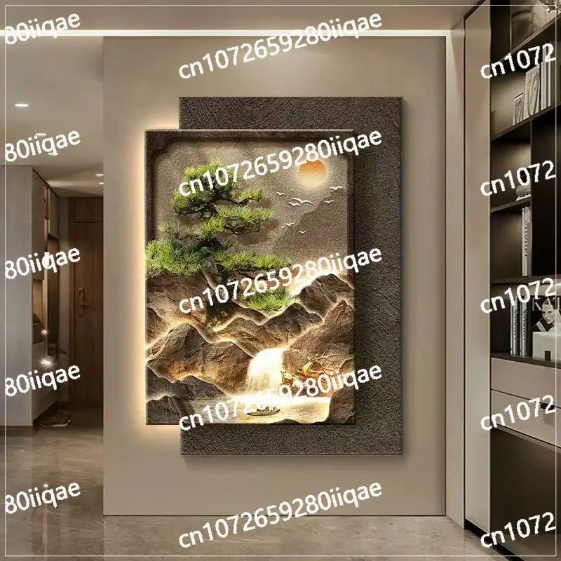 

Painting Texture Corridor Wabi Sabi Frameless Luminous High-end Hanging Painting Solid Wood Entrance Entrance Decoration