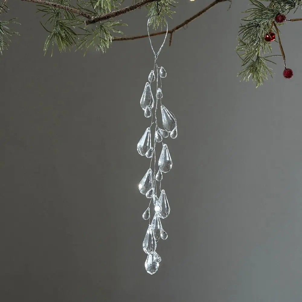 Acrylic Xmas Water Drop Pendant Artificial Transparent Xmas Tree Hanging Icicle Glitter Christmas Tree Decoration Xmas Party