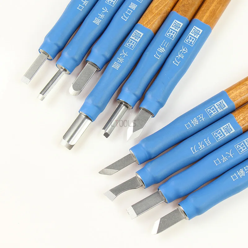 1set Square Handle Woodcut Knife Engraving and Trimming Tool for Printmaking Woodworking Rubber Seal Handmade Woodcut Knife Set