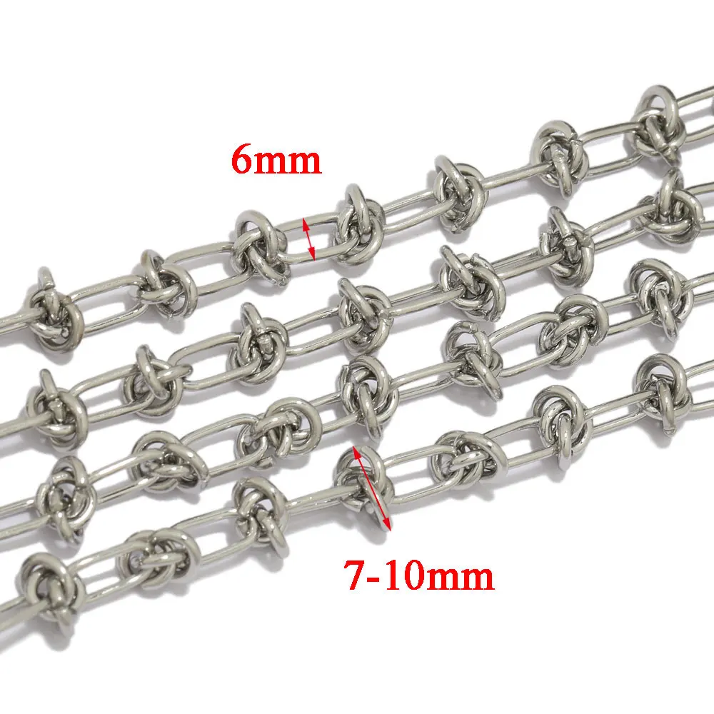 1 Meter Stainless Steel Chunky Knot Chains DIY Hip Hop Chokers Necklaces Bracelets Findings Jewelry Making Accessories Supplies