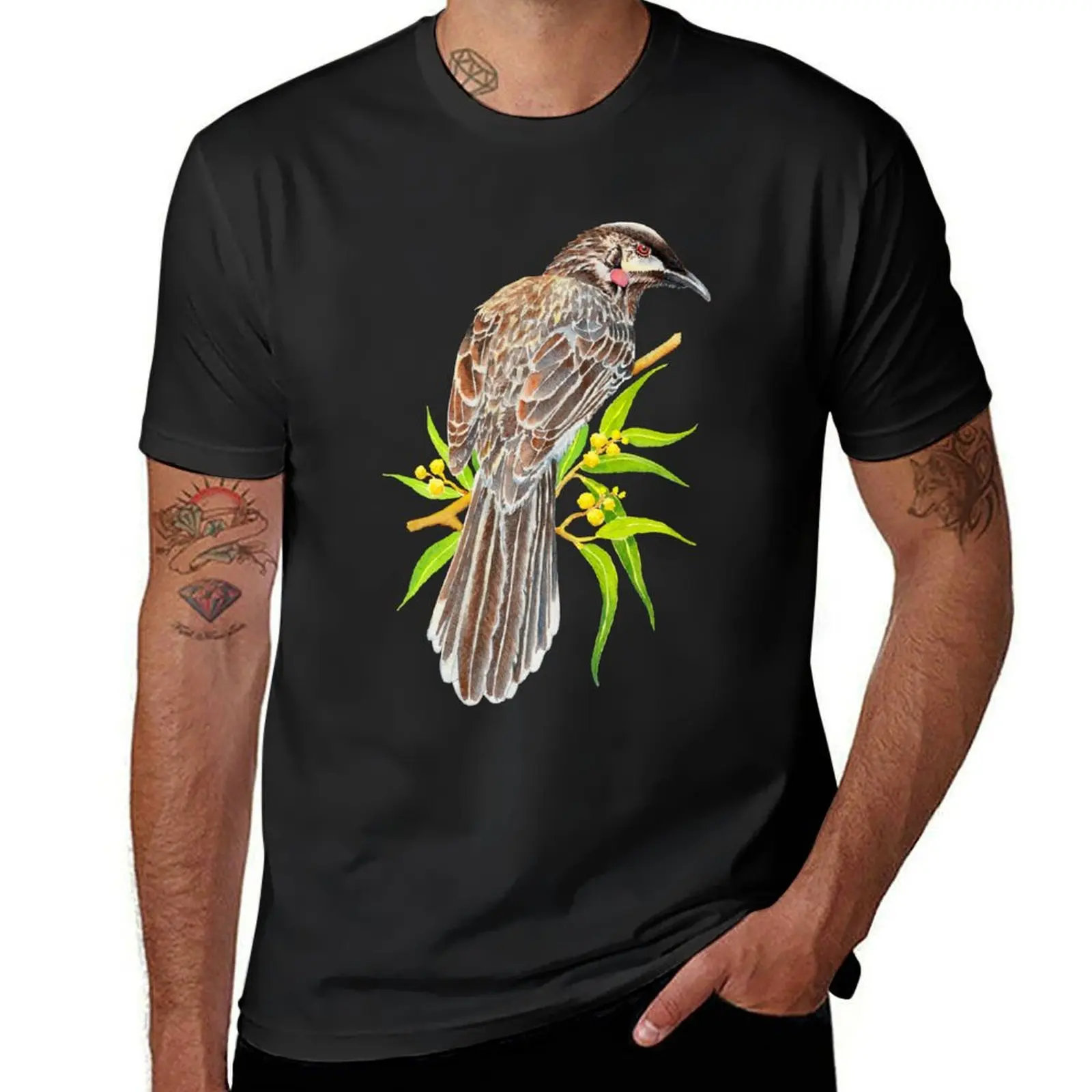 

Red Wattlebird - Australian Bird T-Shirt vintage clothes plus size tops funnys korean fashion Men's t-shirts