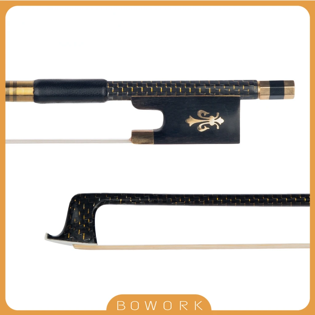 

Advanced 4/4 Violin Bow Gold Braided Carbon Fiber Fiddle Bow Round Stick Ebony Frog Natural Mongolia Horsehair Fast Response