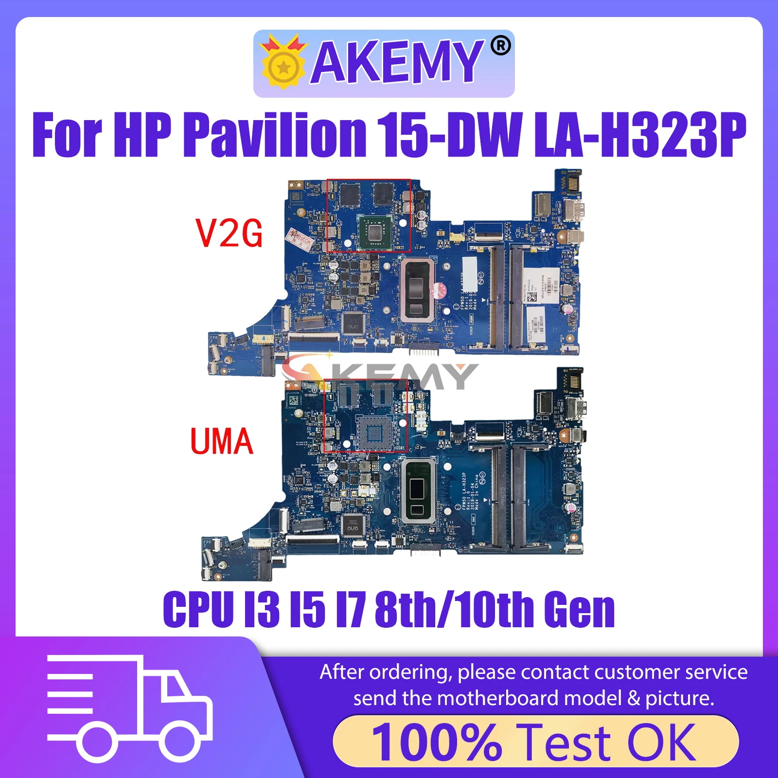 

AKEMY LA-H323P Laptop Motherboard For HP Pavilion 15-DW L52005-001 L68076-601 M13687-601 Mainboard CPU I3 I5 I7 8th/10th Gen