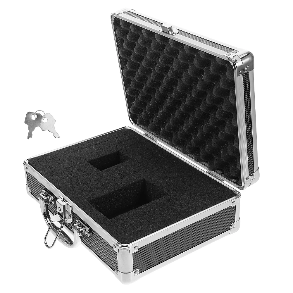 

Multifunctional Toolbox Portable Mini Aluminium Alloy Black Organizer Large Capacity Material Versatile
