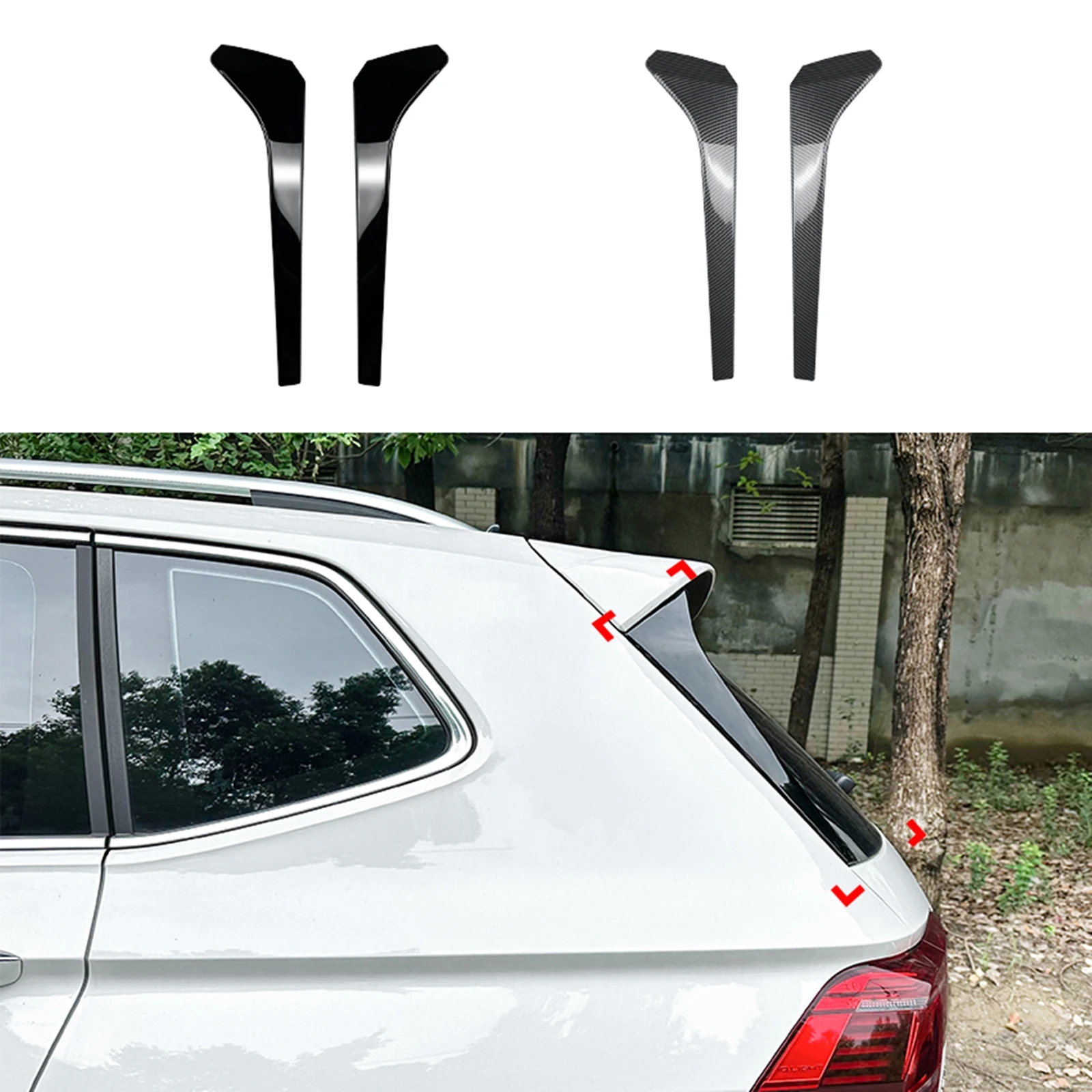 2 Pieces Canard Rear Splitter Window Trim Spoiler Wing Tail Gate Trunk Cover For Volkswagen VW Tiguan MK2 Rline 2017-2023