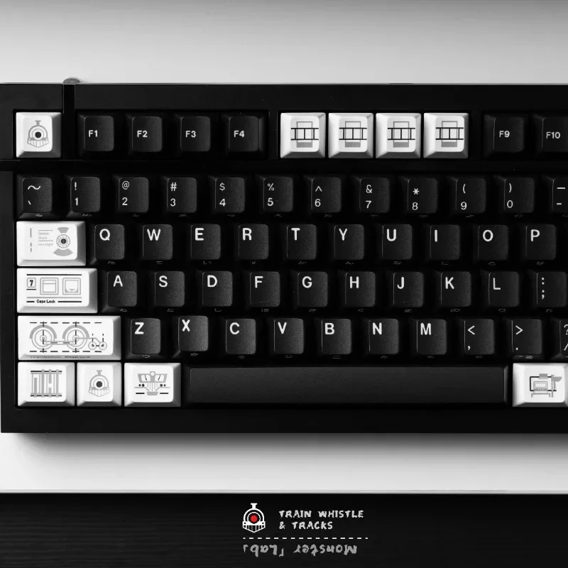 

MiFuny Cry Rail Keycap Train Theme Black and Red Keycaps PBT&PC Keycap Matte Translucent Keycap Magnetic Axis Mechanical Keycaps