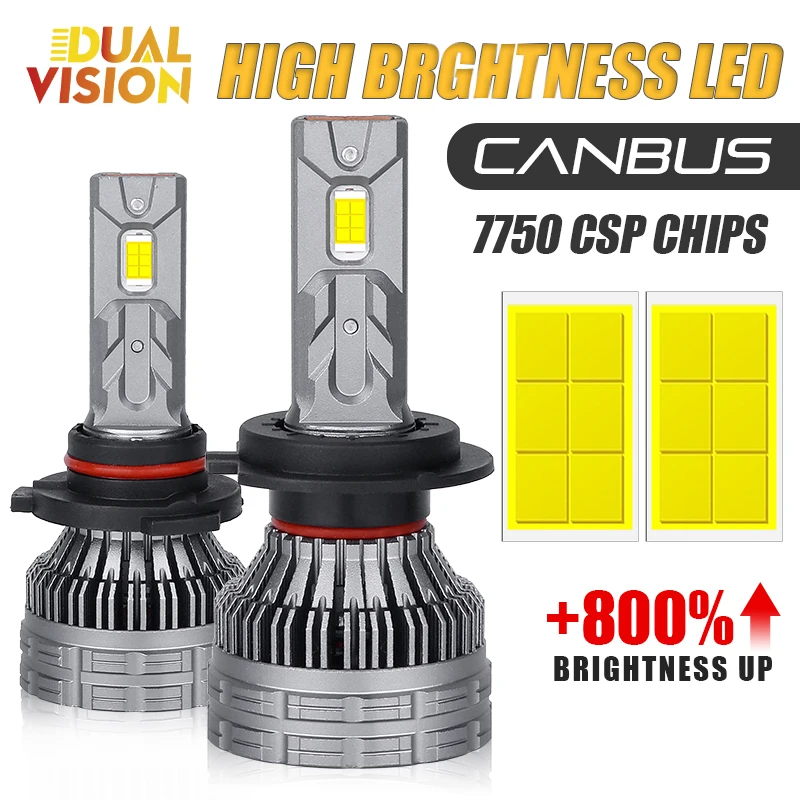 H7 LED Car Light Canbus Headlight H4 H1 H11 9005 9006 HB3 HB4 9012 HIR Bulbs 7750 CSP Fog Light 6000K Cold White Lamp 12V 2Pcs