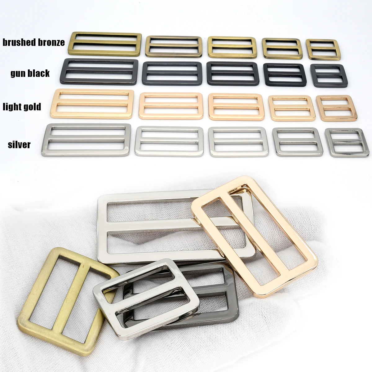 1 Piece Metal Tri-glide Buckle High Quality Adjust Square Buckle Slider Loop Leathercraft Bag Shoulder Strap Belt Webbing Parts