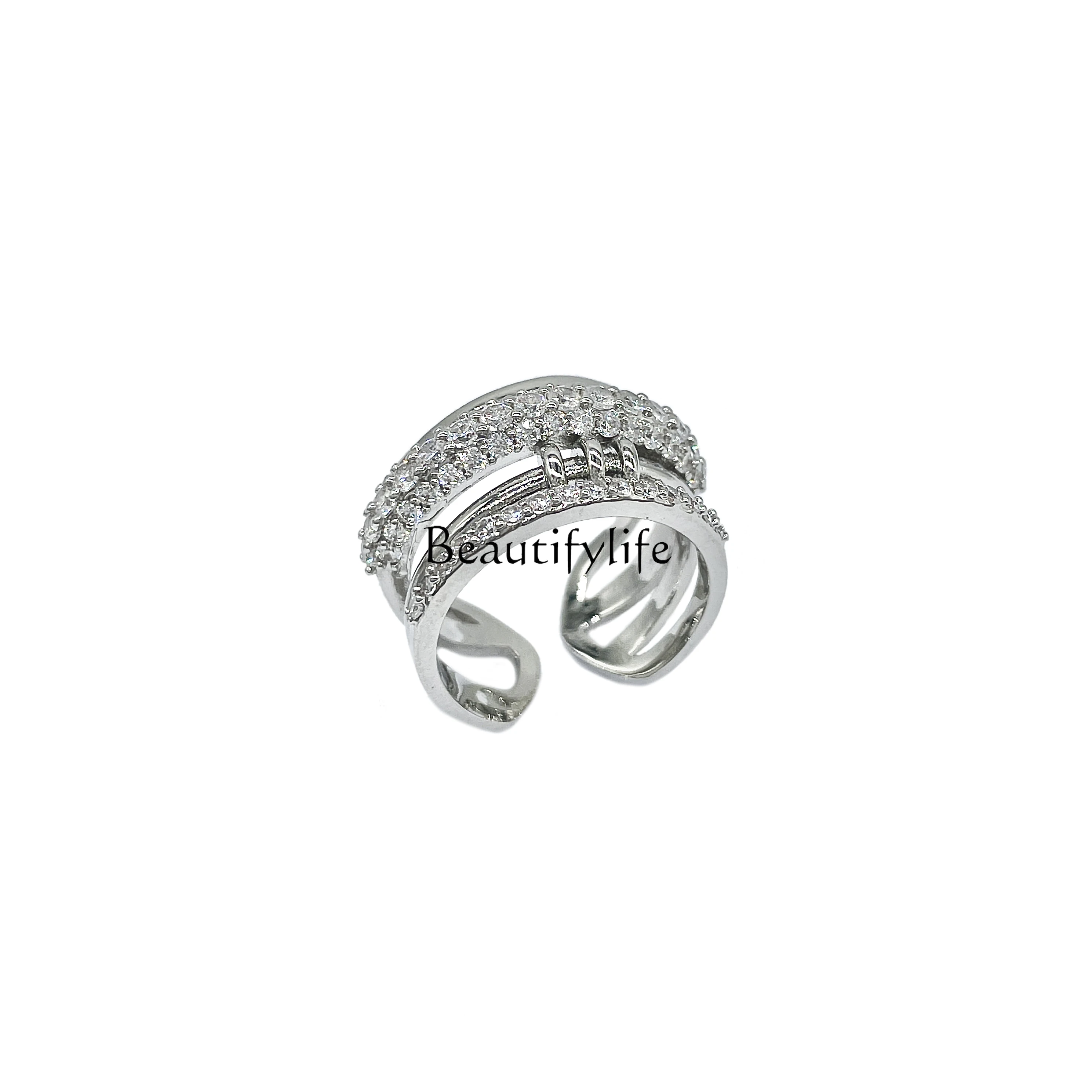 

Gem Pearl Ring Double-Layer Winding Opening Heavy Industry Design Niche Does Not Fade