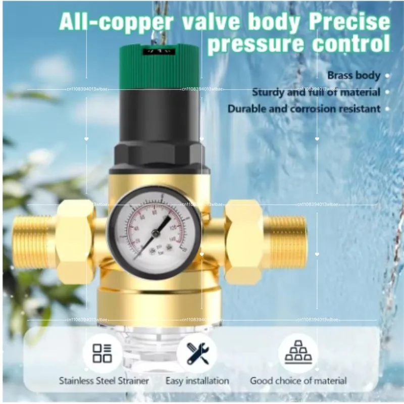 

Adjustable Pressure Reducing Valve with Gauge Pressure Regulator Pressure Regulating Valve for Water A Reducing Valve