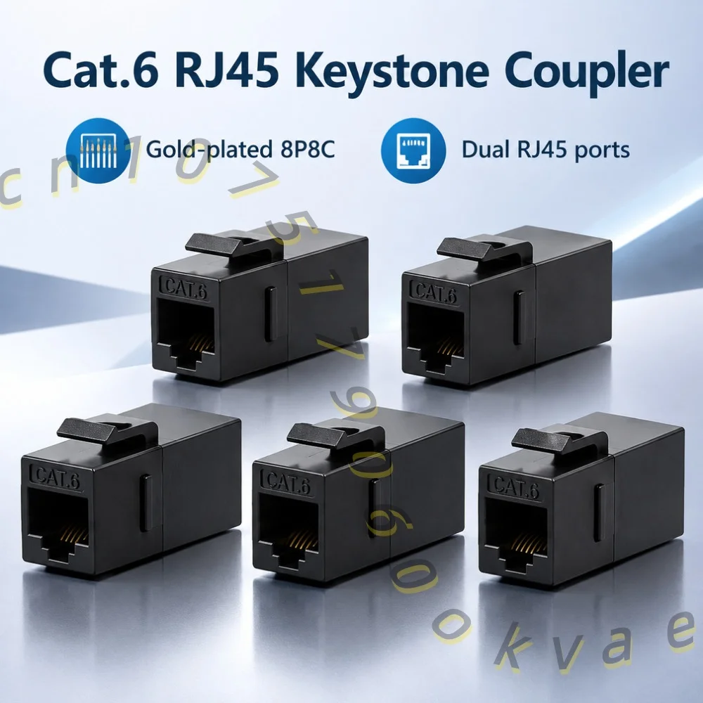 Cat6 RJ45 Keystone Coupler Female to Female Inline Network Cable Extender Adapter for Patch Panel Faceplate