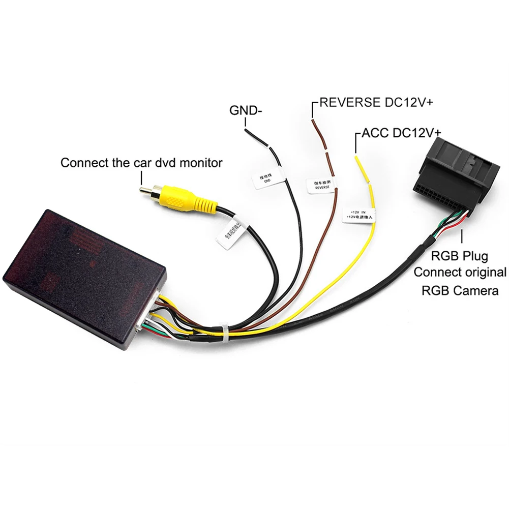 12V Reversing Camera Adapter RGB To AV Parking Camera Decoder Reverse Camera Interface for Volkswagen RCD510 RNS510 RNS315
