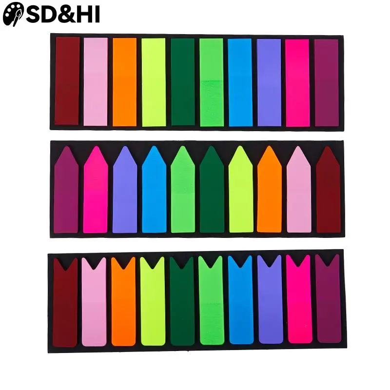 200pcs Color Stickers Transparent Fluorescent Index Flags Stickers Label Plan Stickers Gifts Stationery School Office Supplies