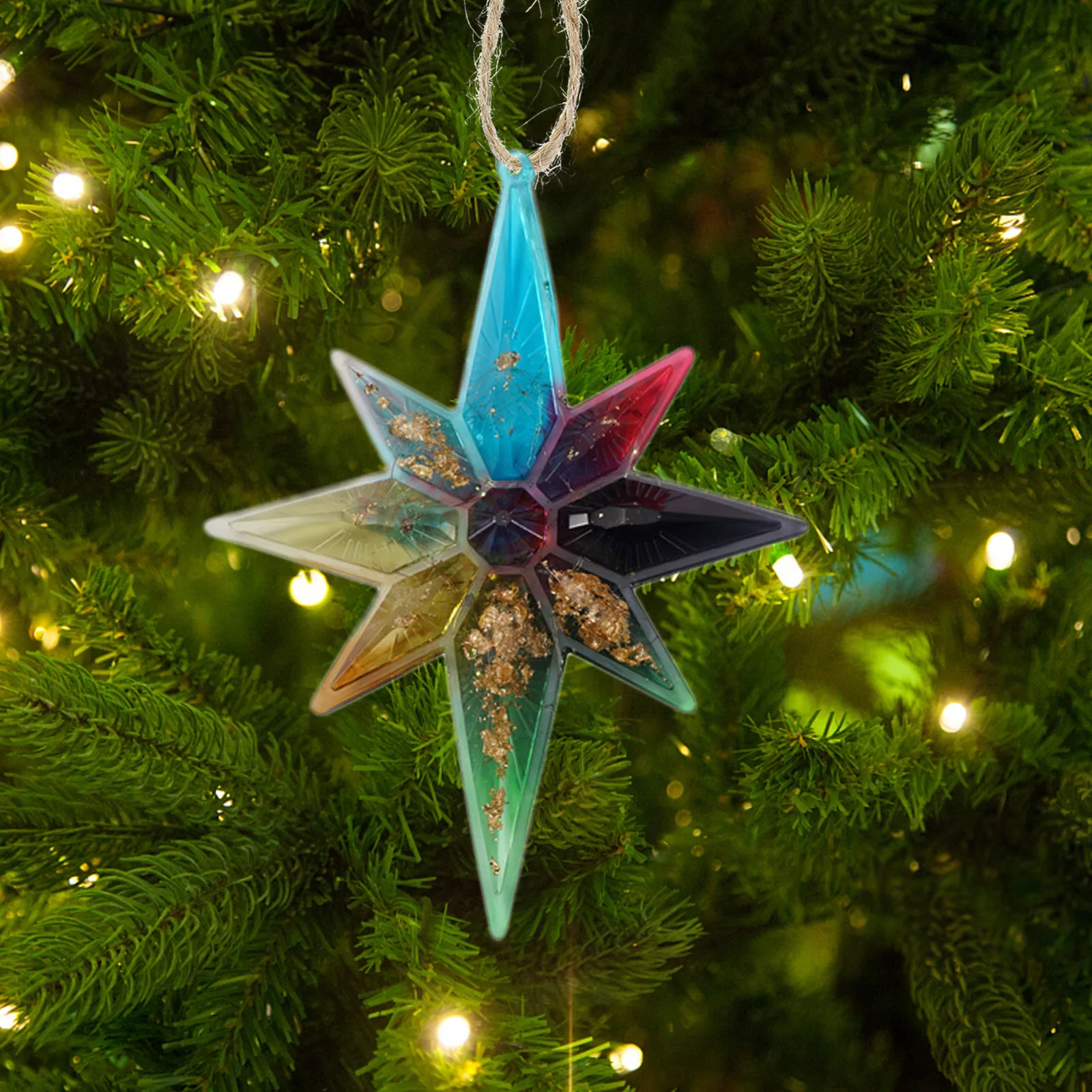 

2Pcs Star Shaped Resin Molds Silicone DIY Christmas Pendant Mold with Hanging Hole for Wall Window Door Decoration Reusable