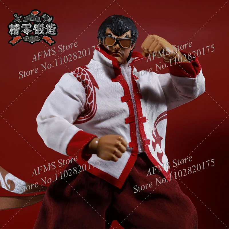 ألعاب العاصفة 1/12 الرجال الجندي طباعة معطف السراويل الكونغ فو موحدة فنون الدفاع عن النفس بدلة تدريب الزي ‌   تناسب جسم شخصية الحركة مقاس 6 بوصة