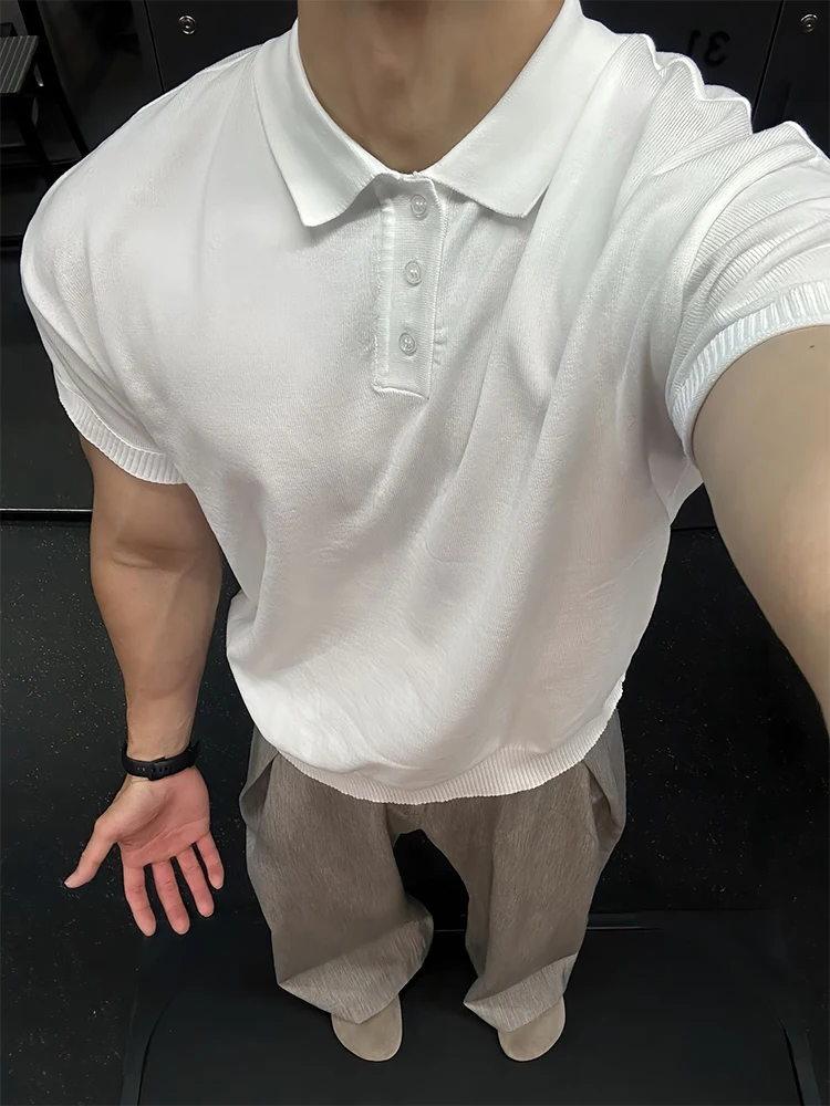 

White Knitted irt ort Sve Fitn T-irt f Sve oulder Fit Premium Feeling Breathable Lightweight Summer Top