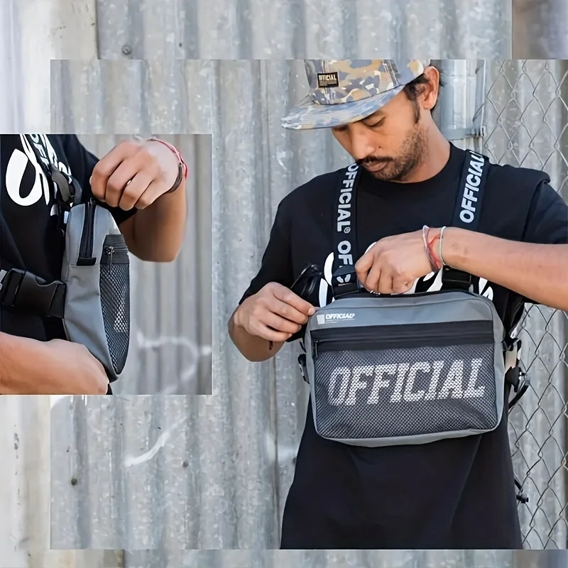 Bolsa de pecho de estilo Hip-Hop para hombre, chaleco de aparejo táctico de dos correas para el pecho, bolsos para viajes, senderismo y deportes al