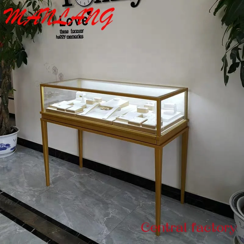 

Custom High-end jewelry shop display cabinet antique glass jewelry showcase with lock