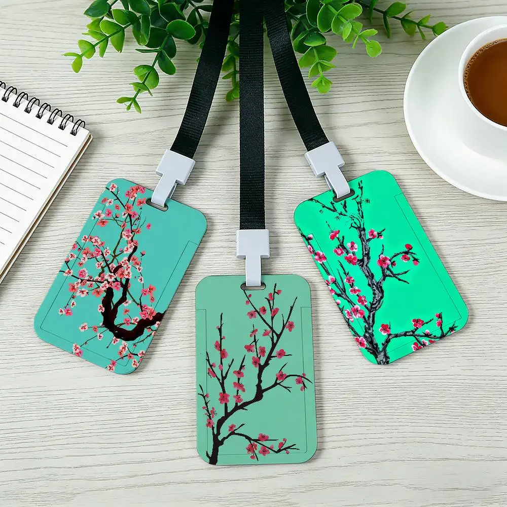 Fashion A-Arizona Green Tea Pocket Credit ID Card Badge Tag Bus Card Holder Pass Case With Neck Strap Lanyard