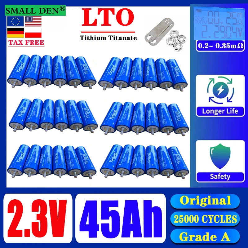 

6~64pcs 100% original Yinlong 2.3V 45Ah LTO battery 66160 10C discharge DIY 12V 24V low-temperature resistant lithium titanate