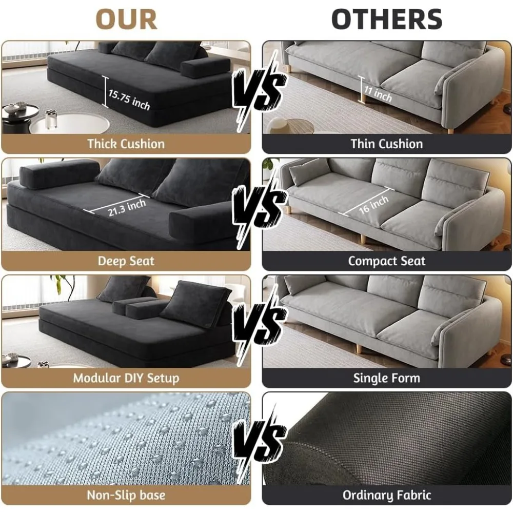 Диван-кровать-футон размера King Size с регулируемыми спинками, раскладной матрас из пенопласта, диван-кровать