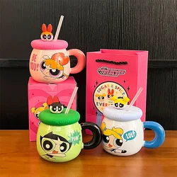 Blossom Bubbles Buttercup The Powerpuff Girls Cute Cartoon Ceramic Coffee Cup Kawaii Mug Water Cup Lovely Periphery Holiday Gift