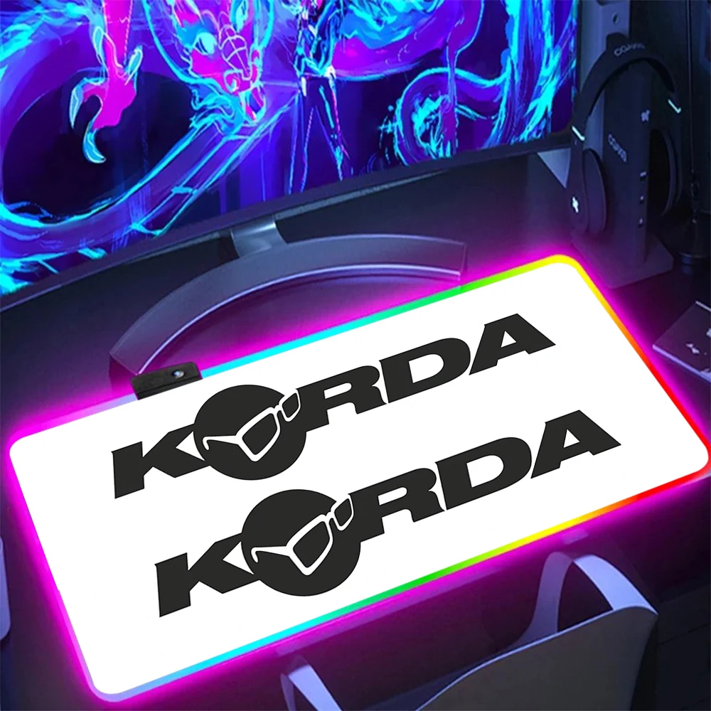 KORDA RGB Pc Gamer Keyboard Mouse Pad Mousepad LED Glowing Mouse Mats Rubber Gaming Computer Mausepad