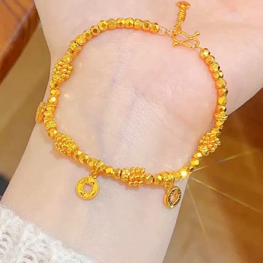 

Women's Five Emperors Coin Bracelet, 24K Gold, AU999 | Gradient enamel edges with hidden "Rhythm" engraving, youthful chic.