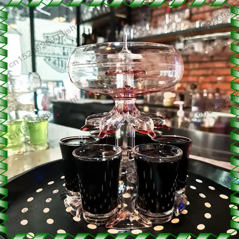 -BOFF Party Drink Dispenser With 6 Shot Glasses Set - Acrylic Touchless Liquor Dispenser For Beverage Cider Cocktail
