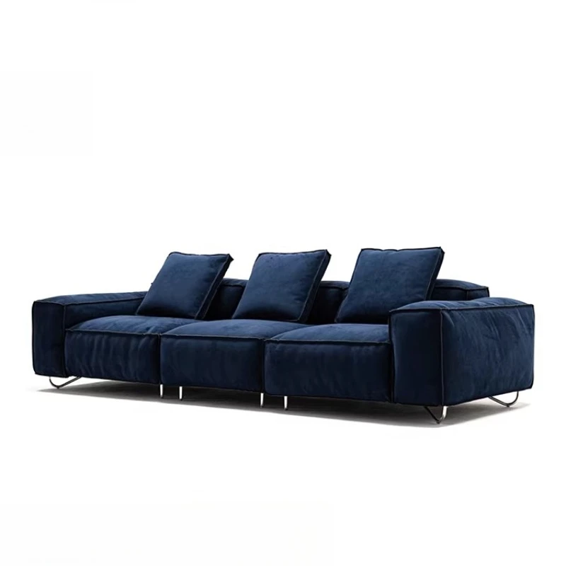 Retro tofu block fabric sofa living room module medieval straight row