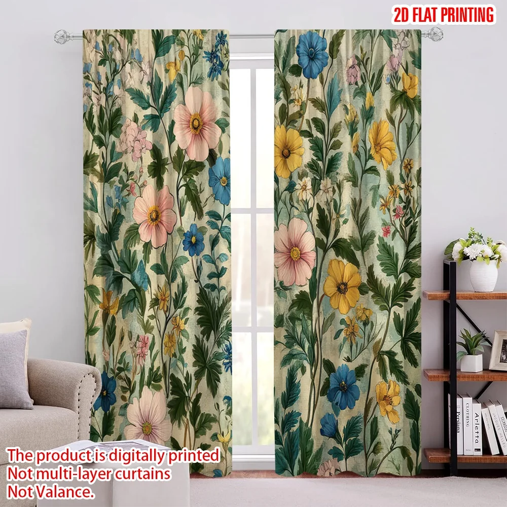 

2pcs Window Drapes Floral Leaf Print Versatile Polyester,Without Electricity Wall Decor Applies to Decorations Clearance
