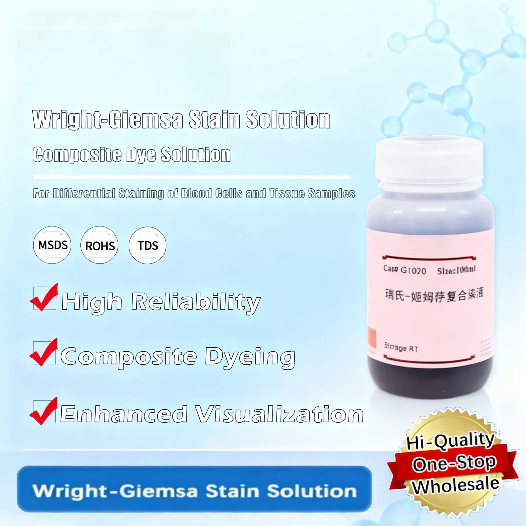 Solución de manchas Wright-giemsa para tinción de sangre y células en aplicaciones de investigación en laboratorio Producto original