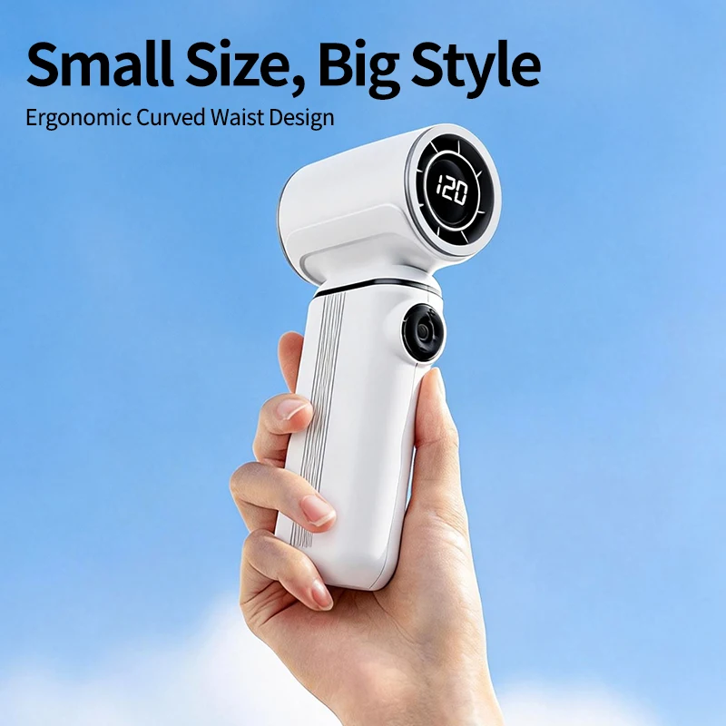 Portable Handheld Fan, 120-Speed Adjustable Mini Turbo Fan, 2400 mAh Rechargeable Battery, Strong Wind, Pocket-Sized Design