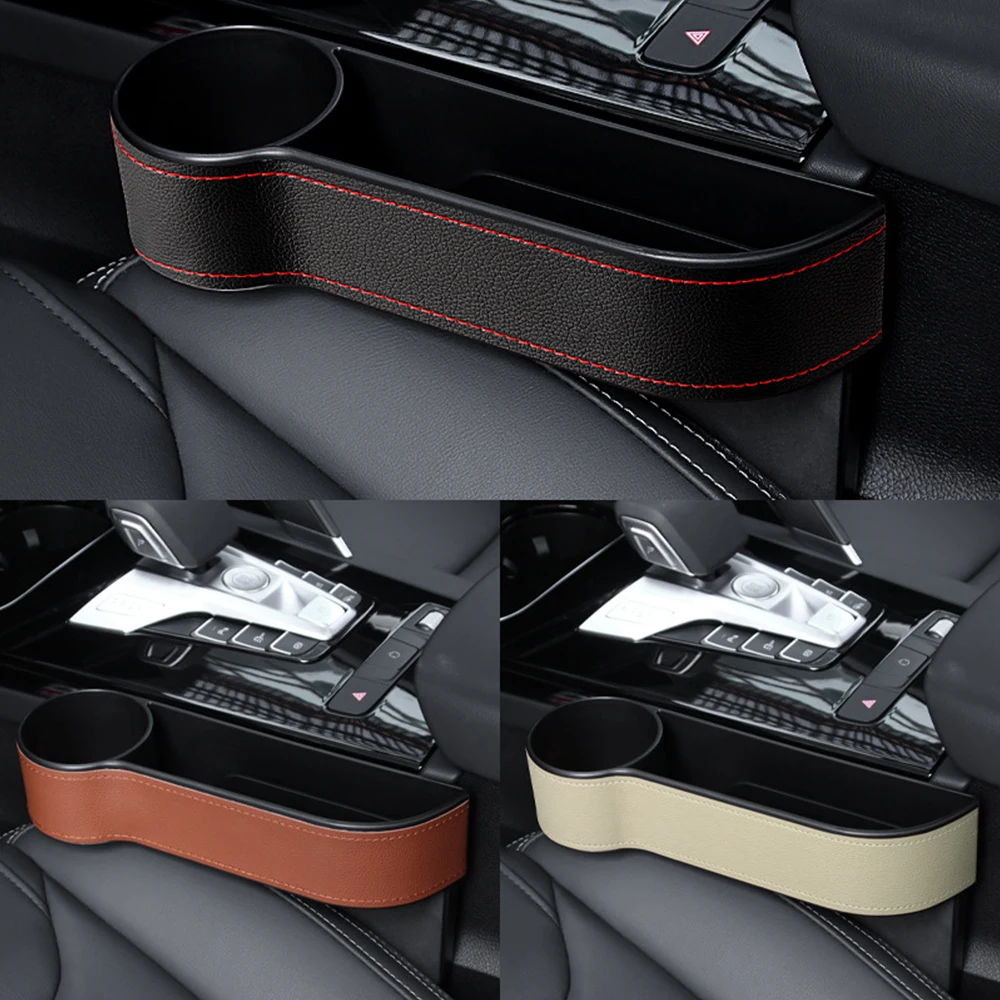 Universal Car Seat Gap Storage Box Leather Car Cup Holder Seat Organizer Holder Leak-proof Wallet Phone Cards Storage Rack