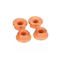 Electroplated Red Copper Flange Nut / Carbon Steel Anti Slip Serrated Screw Cap M4