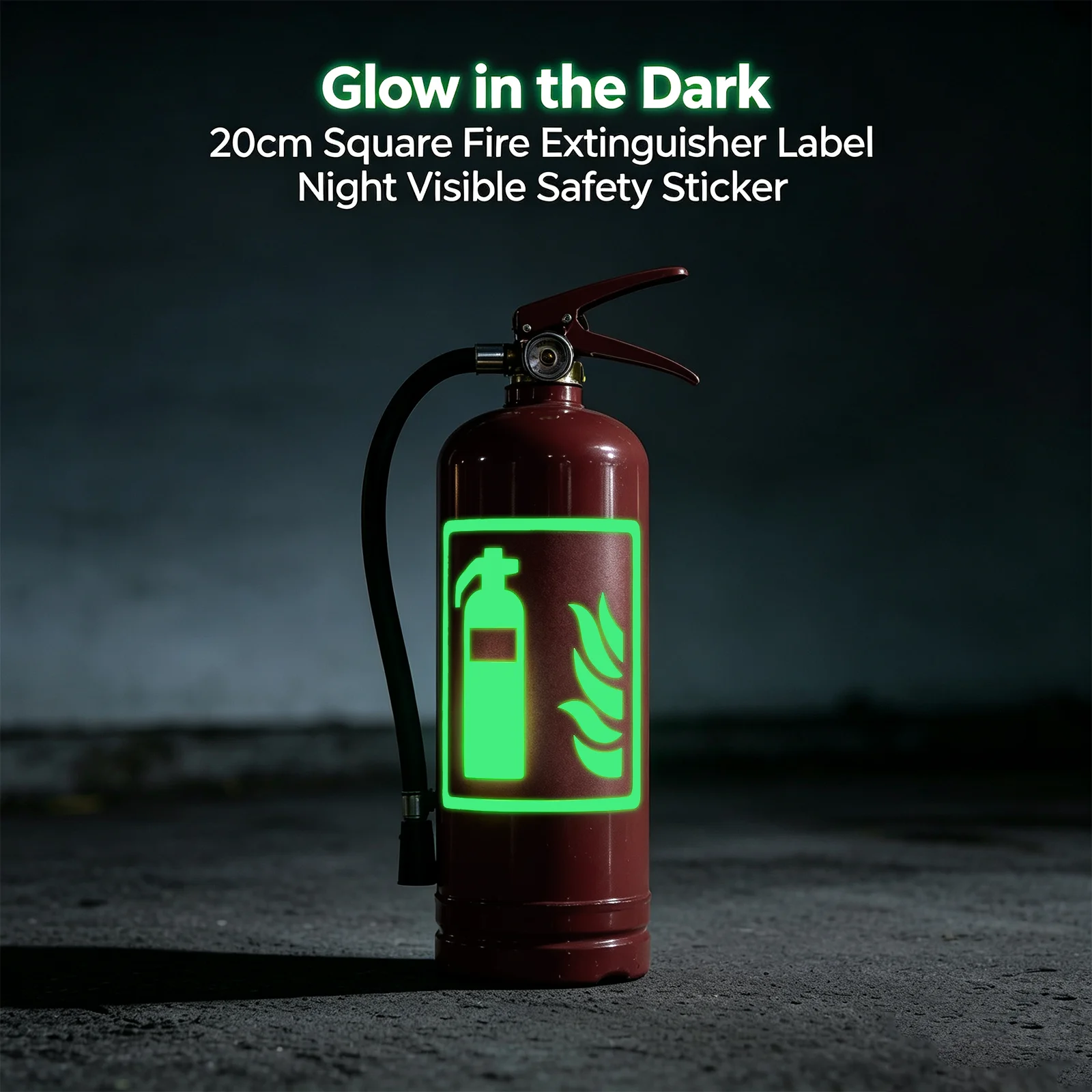 1Pcs-7.87In/20Cm Fire Extinguisher Device Safety Firefighting Luminous Sign Label Sticker, Luminous Fire Extinguisher Identification Label Sticker, Public Space Safety Warning Label Sticker, Fire Device Warning Sticker