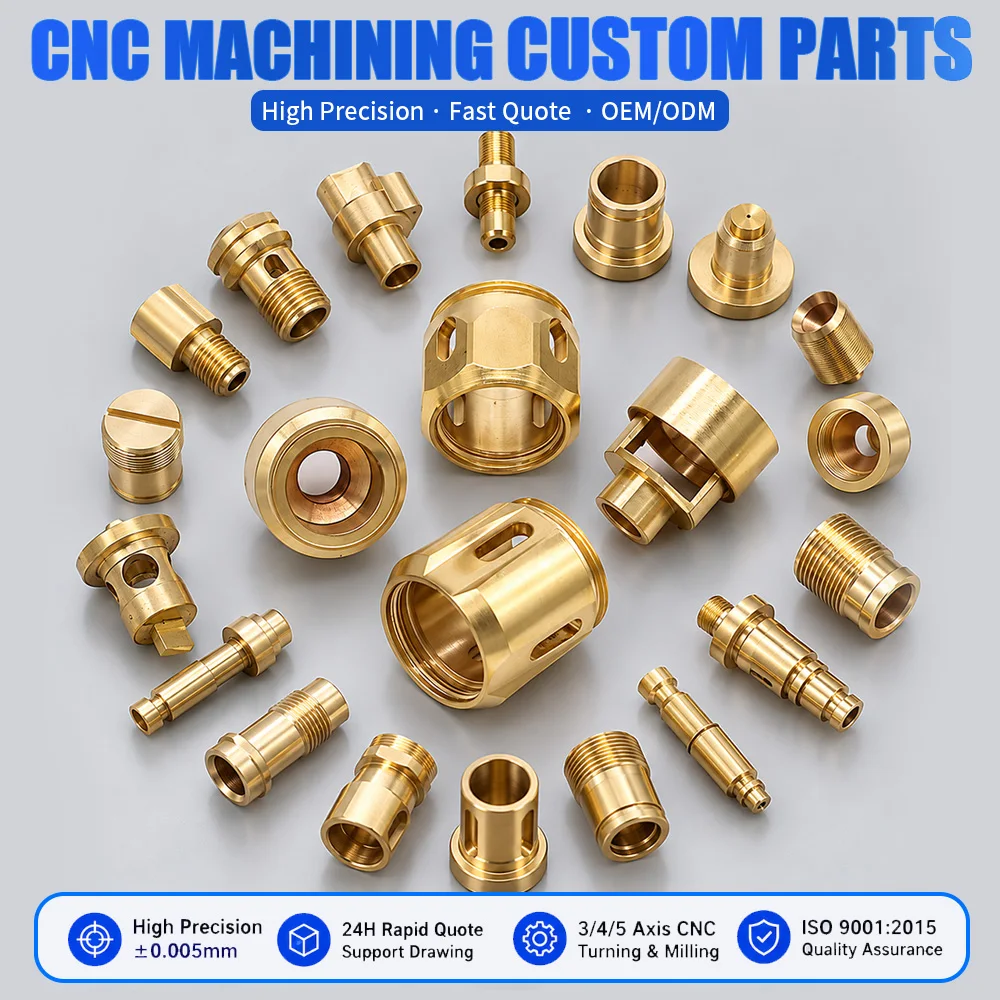 Custom CNC Brass Turning Parts Precision Machined Bushings Fittings Sleeves Threaded Components OEM ODM MOQ 1pc Factory Direct