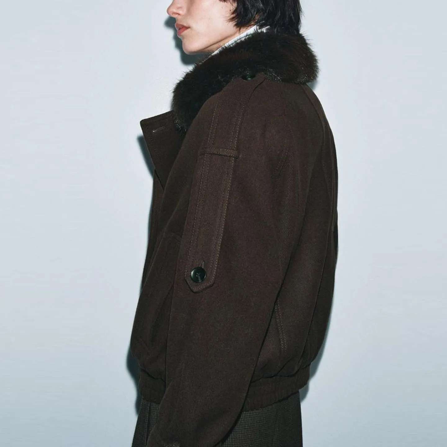 따뜻한 더블 브레스티드 여성용 슬레 코트 퍼 칼라 롱 슬리브 2025 겨울 신상품 Z 스탠드 핏 코트