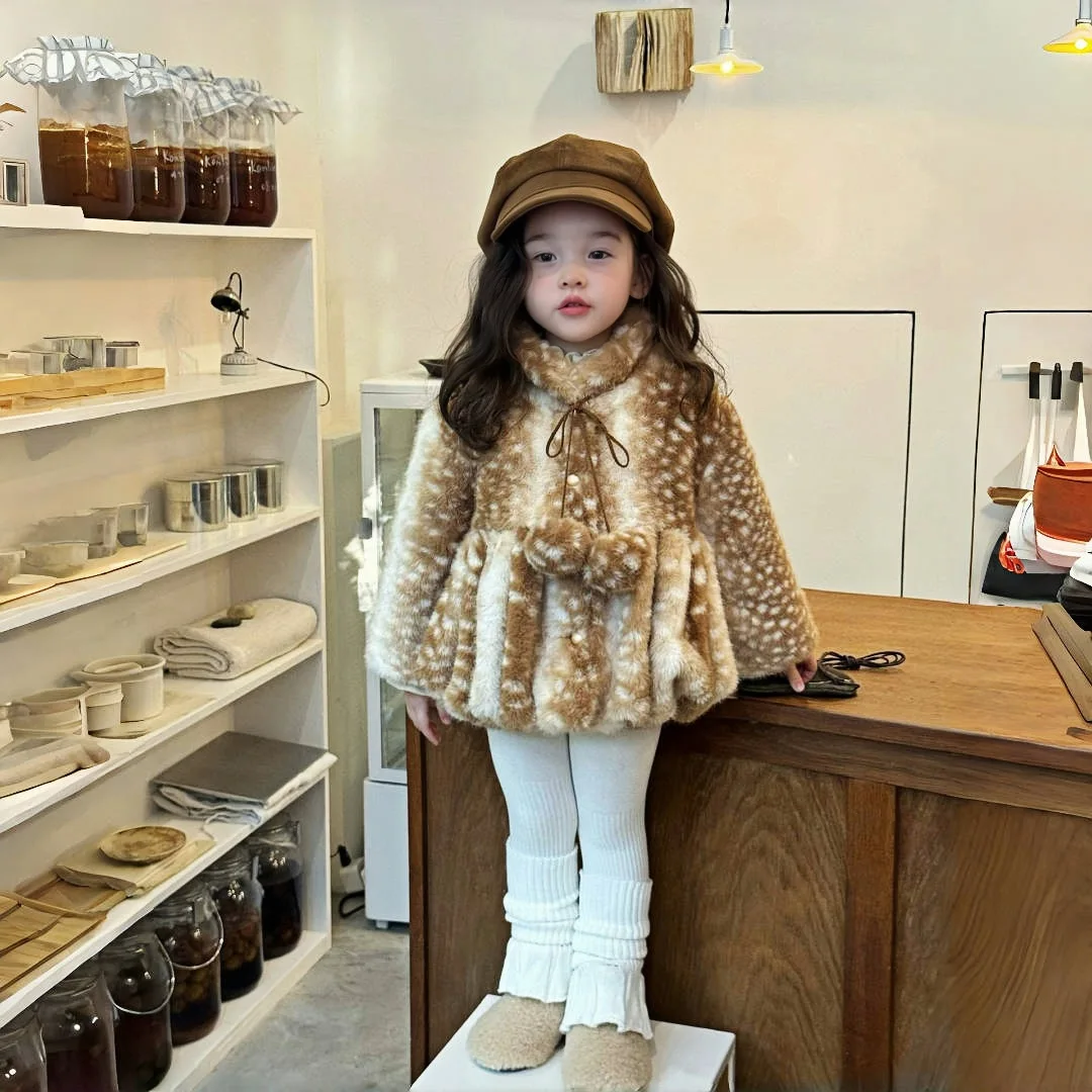Children Fur Coat 2026 Autumn Winter New for Girls Imitation Mink Fur Coat for Little Girls Medium Long Thick and Warm