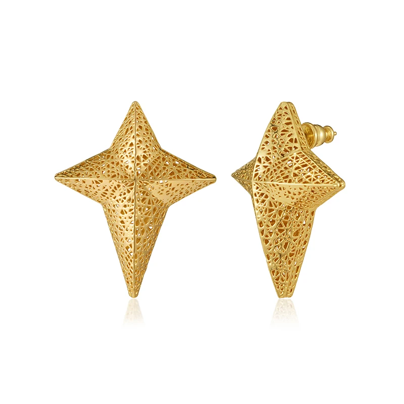 IVOG Hollow Out Star Shaped Design Stud Earrings For Women Gold Color Earrings Fashion Jewelry Official Flagship Store