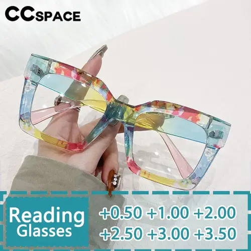 Imagen 1 del producto R57508-gafas de lectura cuadradas con bloqueo de Color para mujer, lentes ópticas informales para presbicia, dioptrías + 50 + 100 + 150 + 200 + 300 + 350