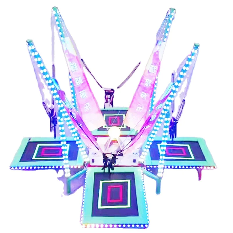 Commercial the Best Quality Factory Direct Sale Four People Bungee Jumping Bungee Trampoline With Light With Motor