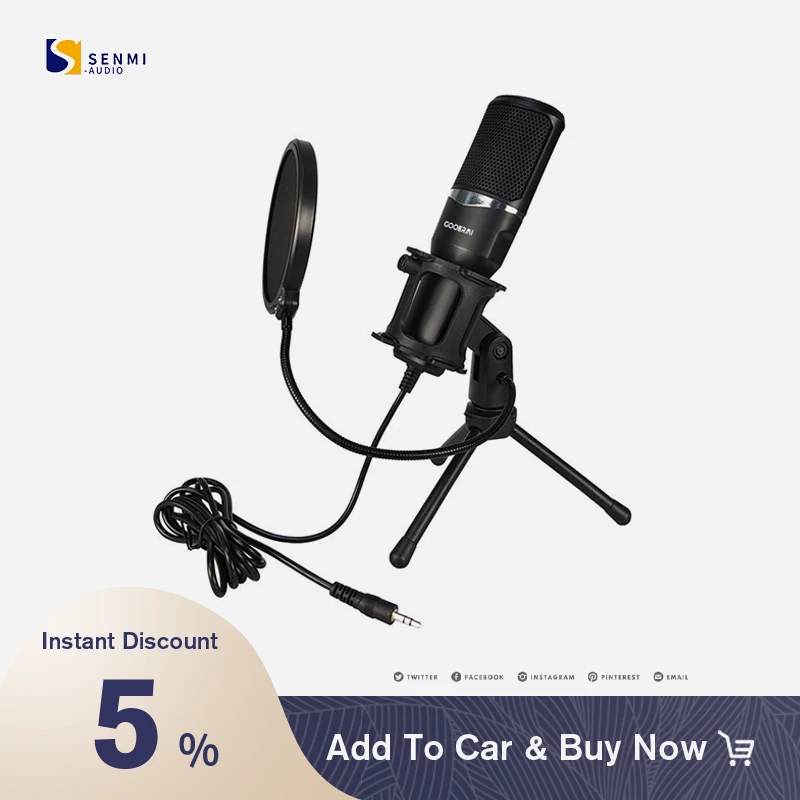 

Senmi J34 Professional Wired Condenser Microphone Plug And Play With Usb Interface Noise Reduction For Studio Recording