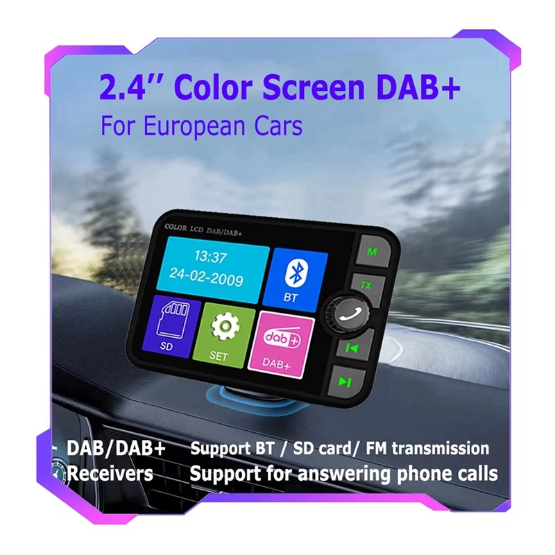 2.4 Inch LCD /+ Radio Receiver Bluetooth MP3 Player FM Car Digital Signal Broadcasting for European Cars-A51M