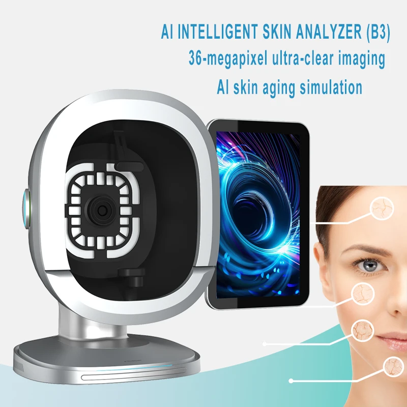 Analyseur de peau intelligent AI B3, testeur de soins de la peau personnalisé, Intelligence artificielle, Simulation de vieillissement de la peau, imagerie HD