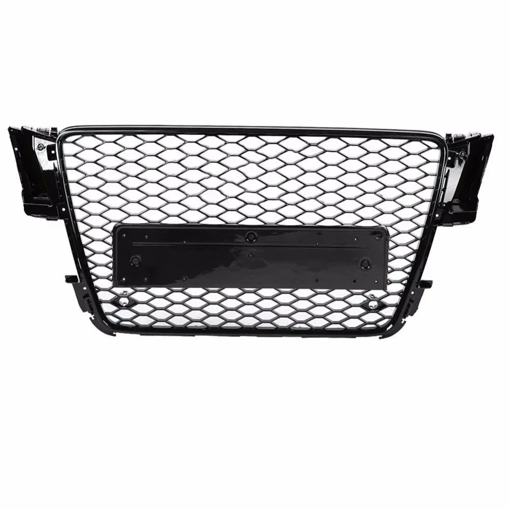 

For RS5 Style Front Sport Hex Mesh Honeycomb Hood Grill Gloss Black For Audi A5/S5 B8 2008 2009 2010 2011 Without Emblem