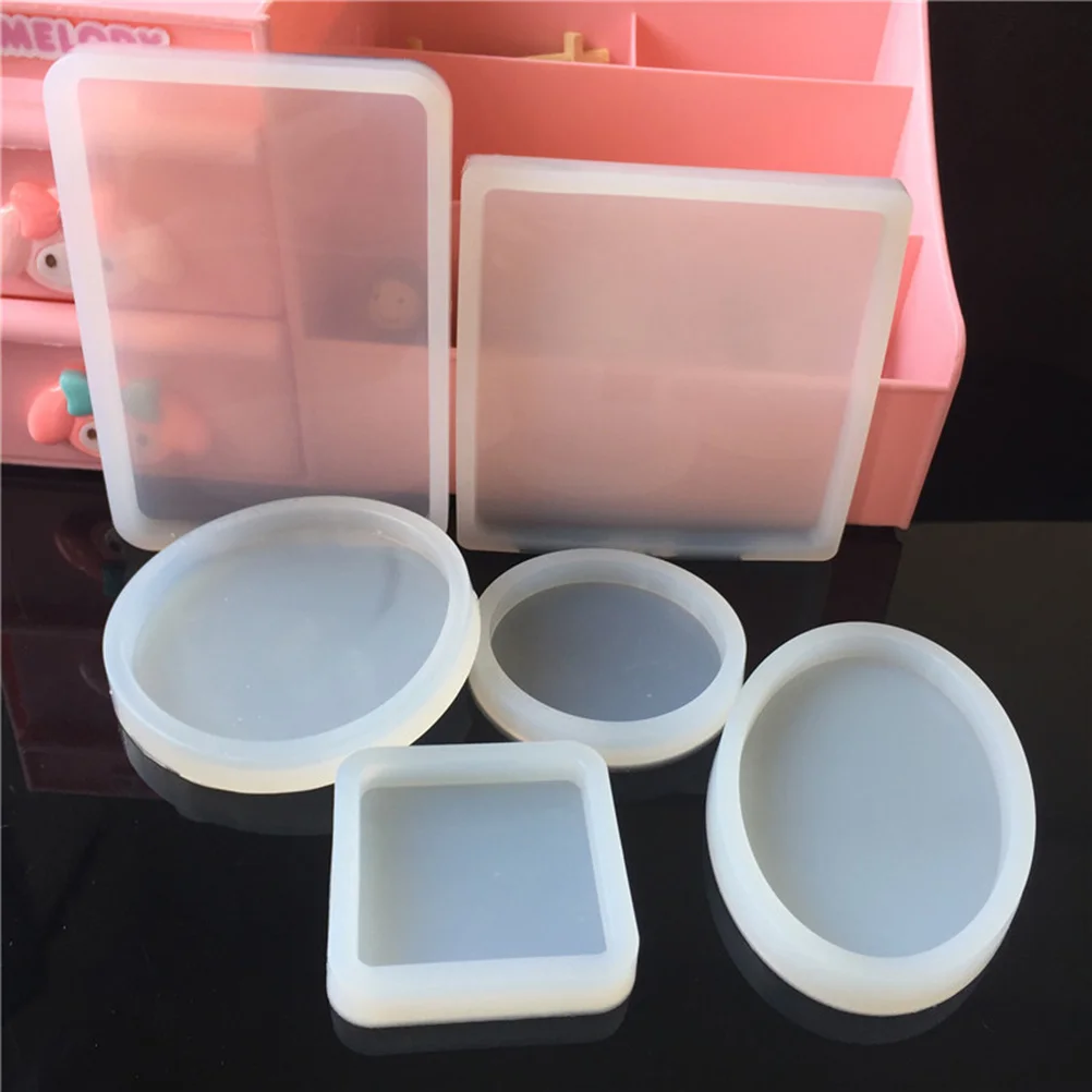 

6Pcs Crystal Epoxy Silicone Mold Jewelry Transparent Flexible Mold DIY Coaster Polymer Clay Craft Decorative Handmade Tool