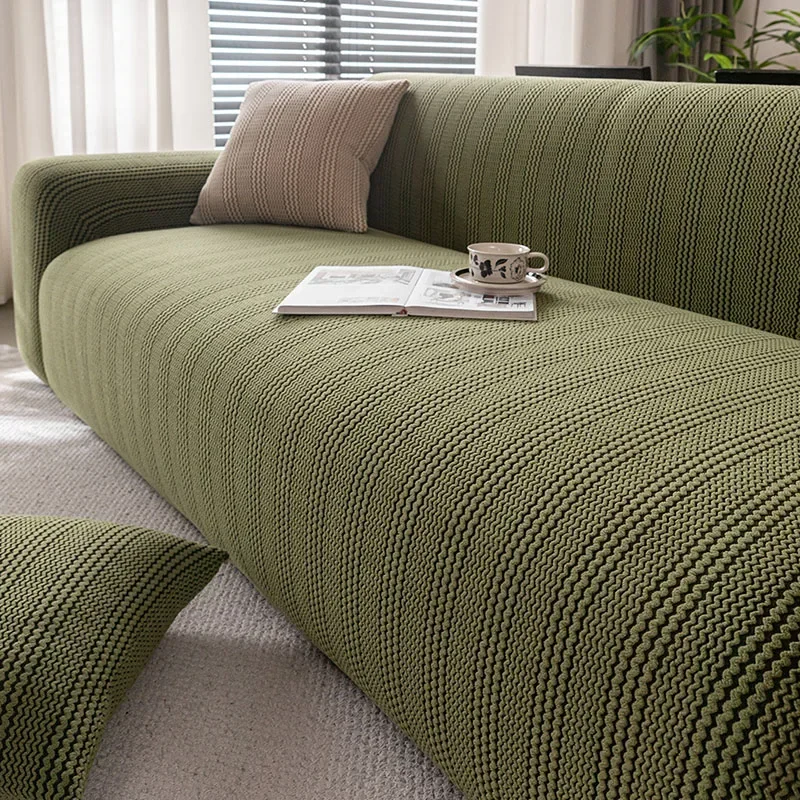 

Four Season Universal Elastic Sofa Cover Solid Polar Fleece Anti Slip All-Cover Couch Covers Vintage Striped Furniture Protector